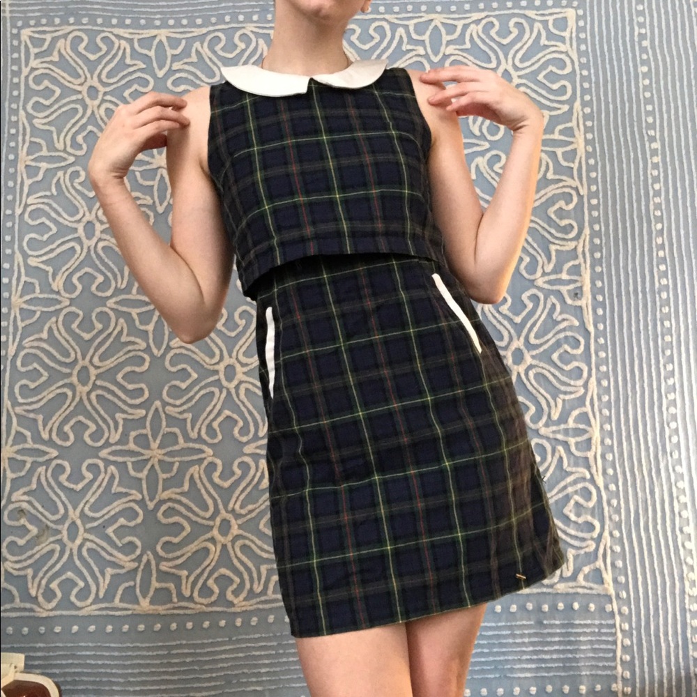 Plaid Pan Collar Minidress